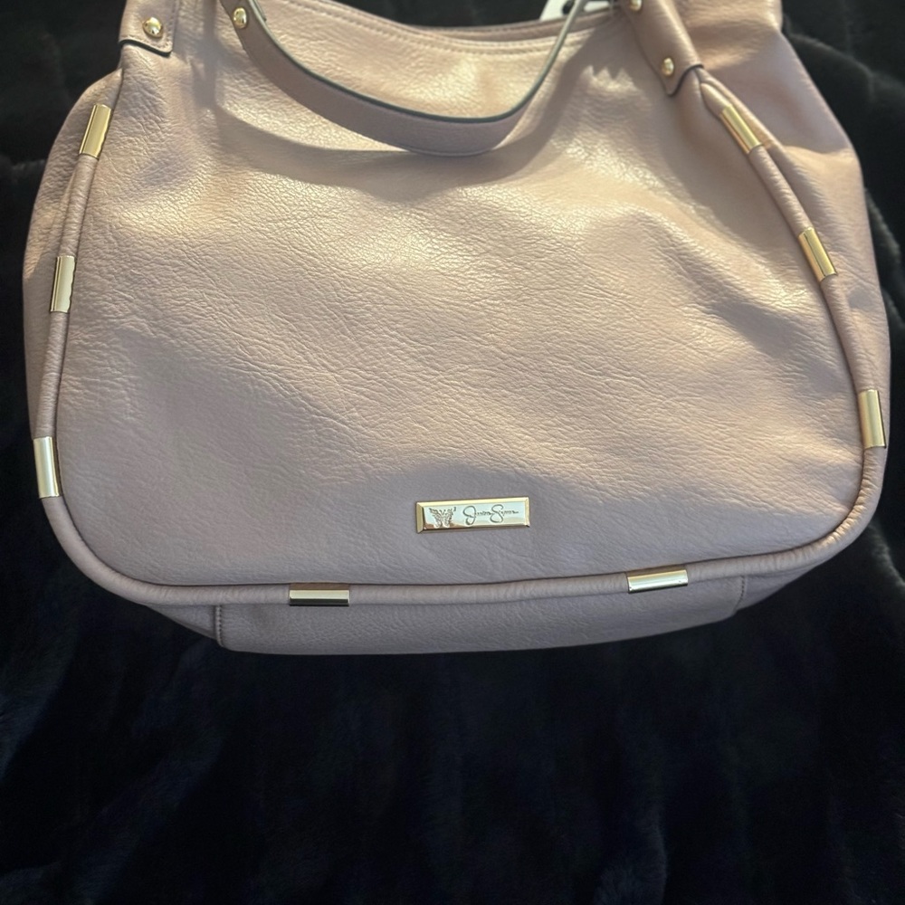 Tan Textured Leather Shoulder Bag with Metallic Accents